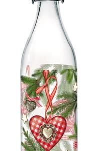 CERVE Skleněná láhev s patentním uzávěrem toro 1l vánoční dekor