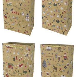 TORO Papírová dárková taška 23x18x10cm mix vánoce zlaté