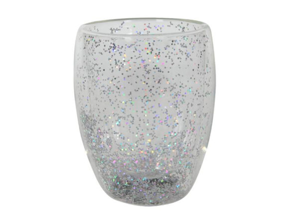 HIT Sklenice s dvojitým sklem 350ml stříbrné konfety