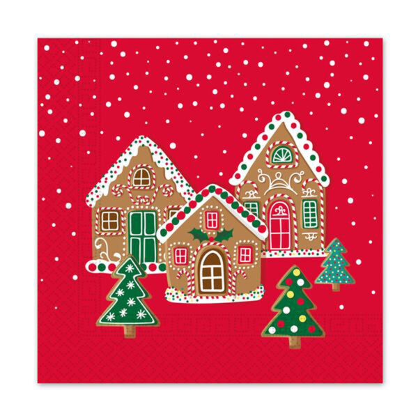 PROCOS Vánoční papírové ubrousky 33x33cm 3vrstvé chaloupky 20ks