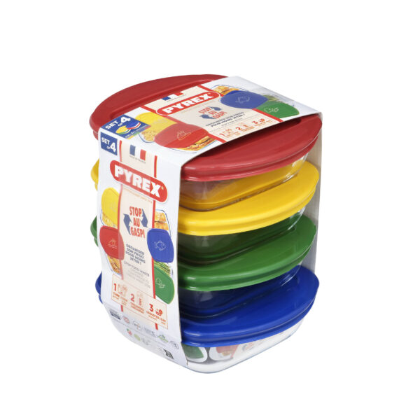 SADA ČTVERCOVÝCH DÓZ PYREX 4KS
