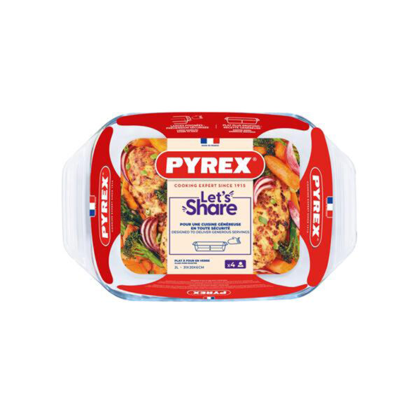 Skleněný pekáč s uchy PYREX 31x20cm/2l.