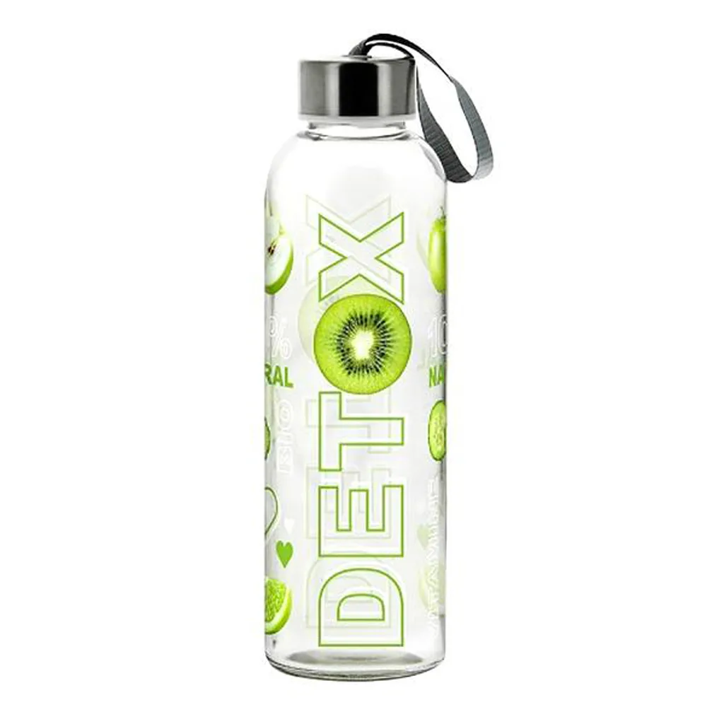 CERVE Skleněná láhev s víčkem DETOX 500ml MIX motivů