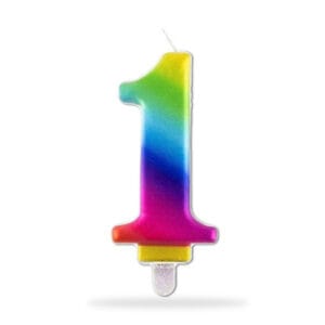 Dortová svíčka číslice "1" TORO zapichovací 8cm duhová