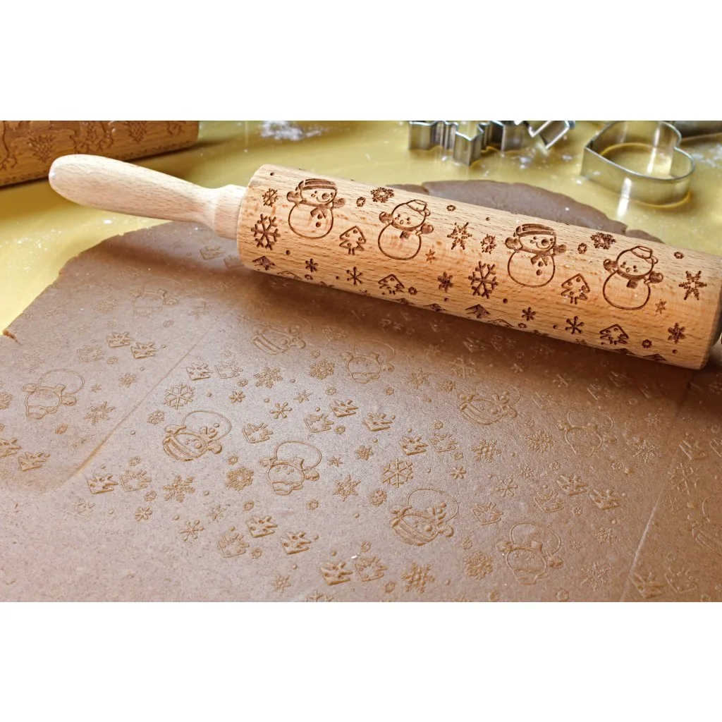 Dřevěný váleček se vzorem TORO 19cm sněhulák - Obrázek 2