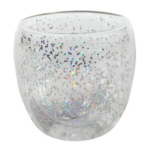 HIT Sklenice s dvojitým sklem 250ml stříbrné konfety
