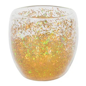 HIT Sklenice s dvojitým sklem 250ml zlaté konfety