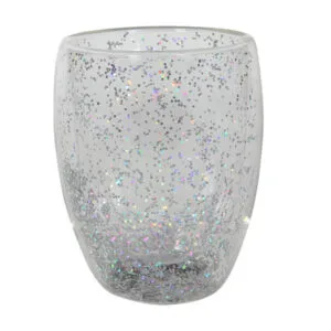 HIT Sklenice s dvojitým sklem 350ml stříbrné konfety