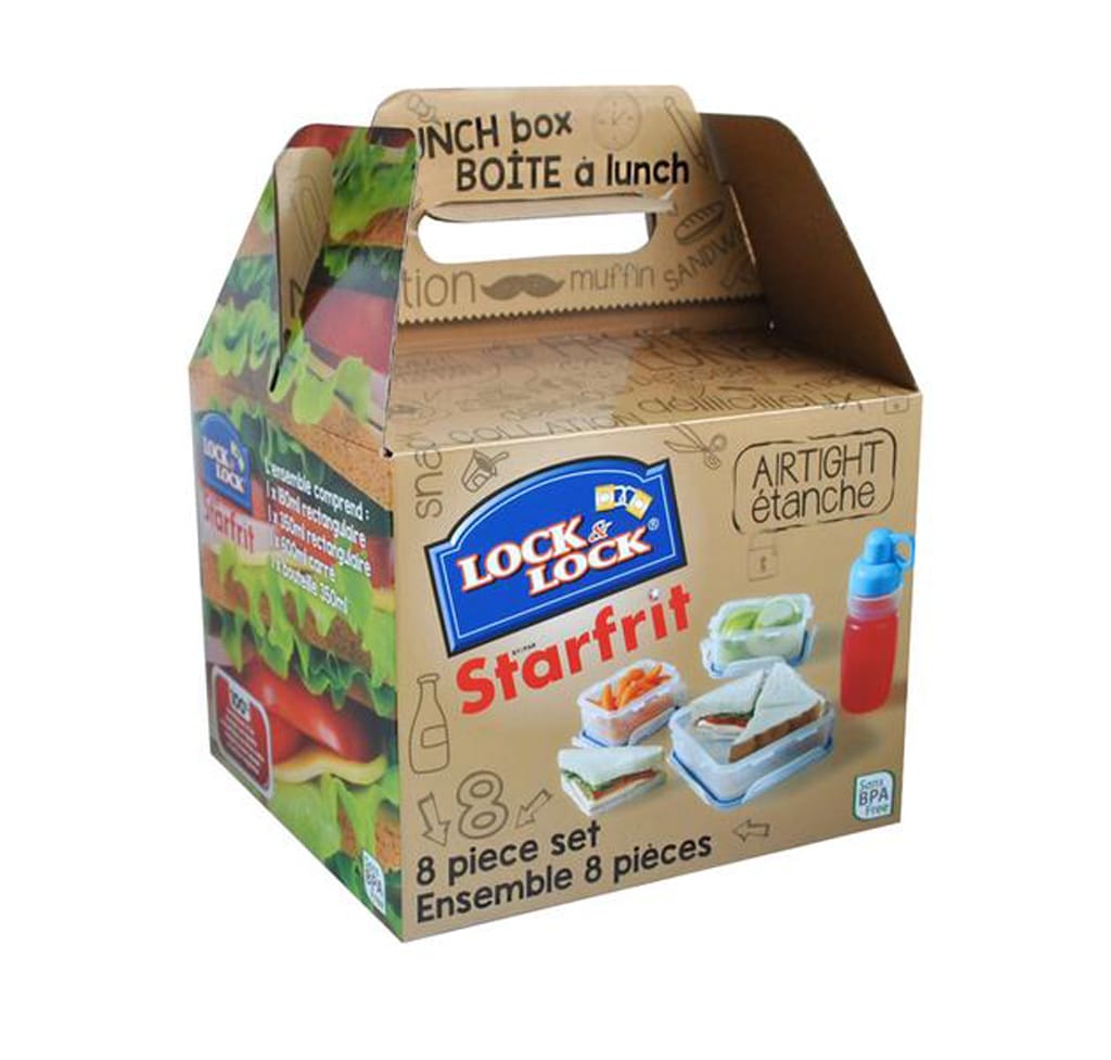 LOCKNLOCK Dóza na potraviny a láhev LOCK Sandwich box sada 4ks - Obrázek 2