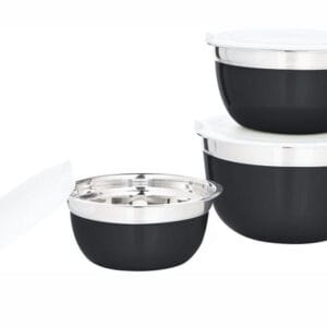 Nerezová dóza na potraviny s víkem TORO 3ks černá