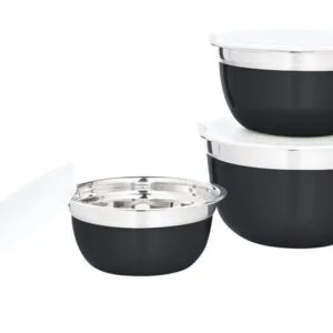 Nerezová dóza na potraviny s víkem TORO 3ks černá