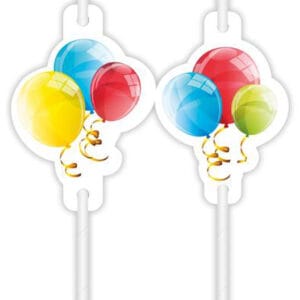 PROCOS Papírová brčka 4ks balónky