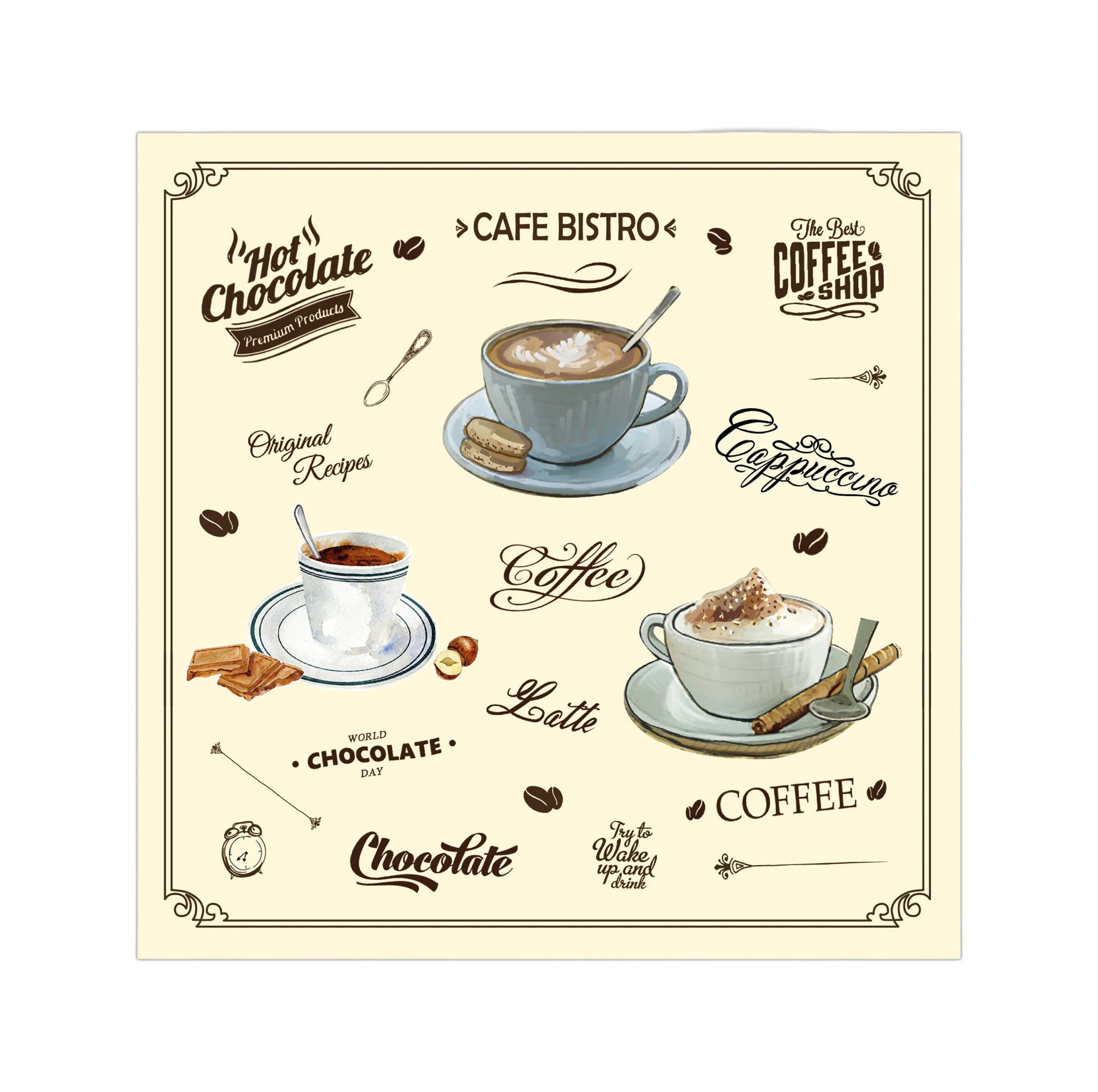 PROCOS Papírové ubrousky 33x33cm 3vrstvé café bistro