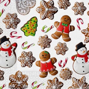 PROCOS Vánoční papírové ubrousky 33x33cm 3 vrstvé perníčky 20ks