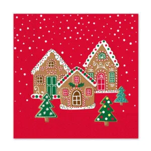 PROCOS Vánoční papírové ubrousky 33x33cm 3vrstvé chaloupky 20ks