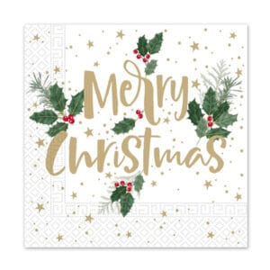 PROCOS Vánoční papírové ubrousky 33x33cm 3vrstvé merry christmas 20ks