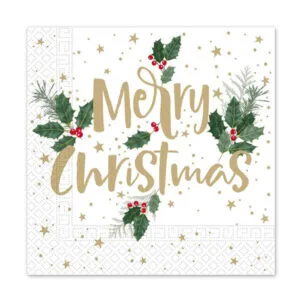 PROCOS Vánoční papírové ubrousky 33x33cm 3vrstvé merry christmas 20ks