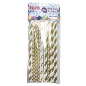 Papírová brčka 20cm TORO zlatá 25ks