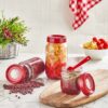 QLUX Skleněná dóza s víčkem a lžičkou 425ml červená - Image 2