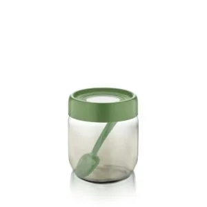 QLUX Skleněná dóza s víčkem a lžičkou 425ml zelená