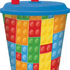 STOR Plastový kelímek s brčkem 430ml kostky
