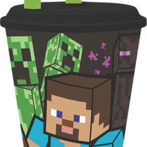 STOR Plastový kelímek s brčkem MINECRAFT 430ml