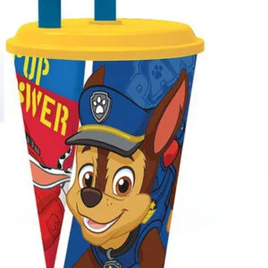 STOR Plastový kelímek s brčkem Paw Patrol 430ml modrý