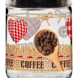 Skleněná dóza s víčkem CERVE Valentina 800ml srdce KÁVA