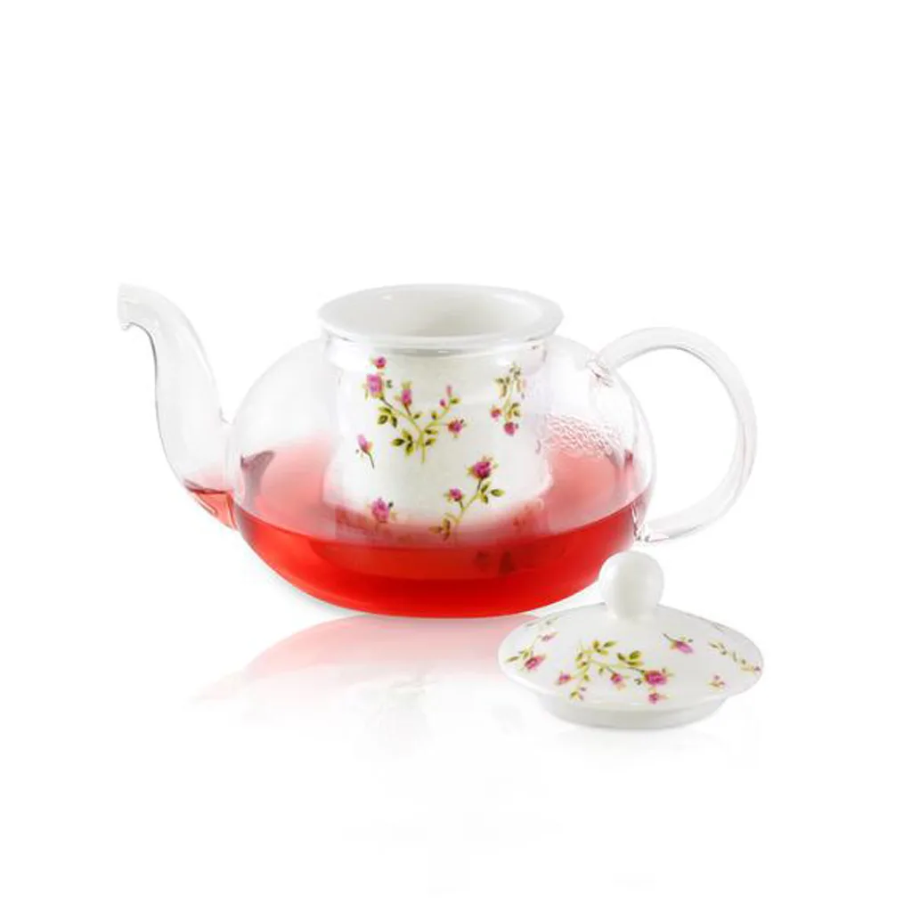 Skleněná konvice se sítkem růže TORO 600ml borosilikát - Obrázek 2