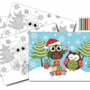 TORO Prostírání "sova vánoce"-omalovánky s pastelkami