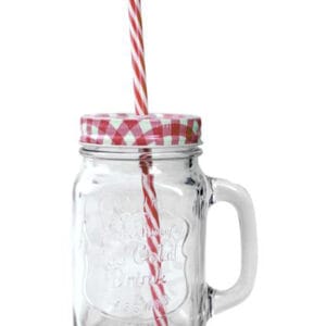 TORO Sklenice "MASON" s víčkem a brčkem