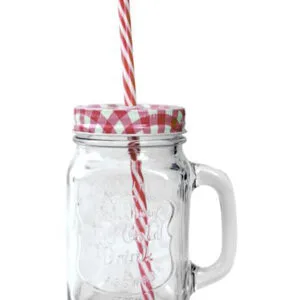 TORO Sklenice "MASON" s víčkem a brčkem