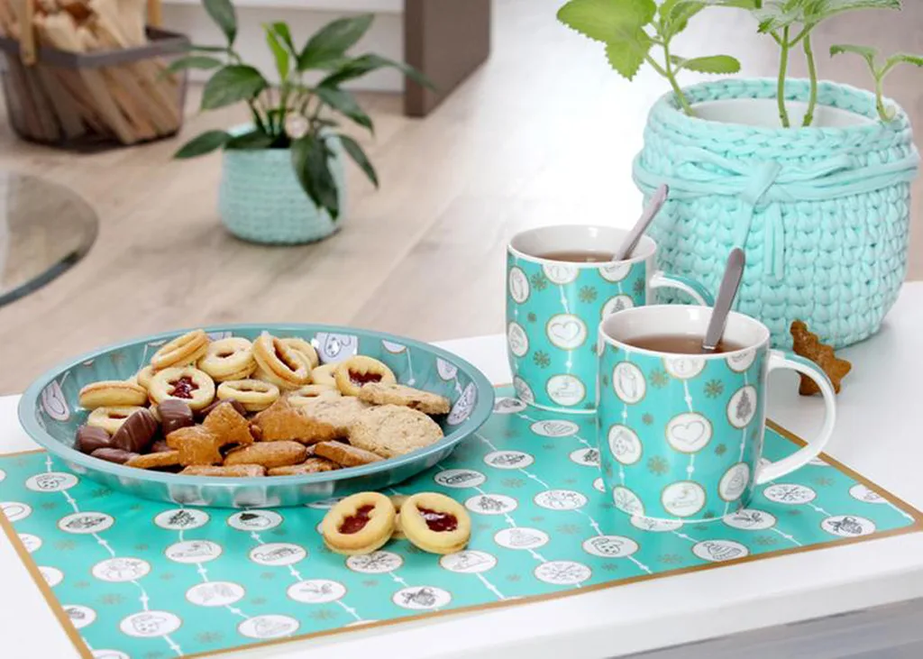 Vánoční podložka pod hrnec TORO tyrkys - Obrázek 2