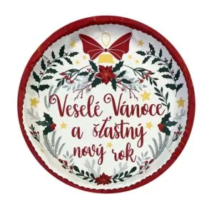 Plechový podnos TORO 26cm veselé vánoce