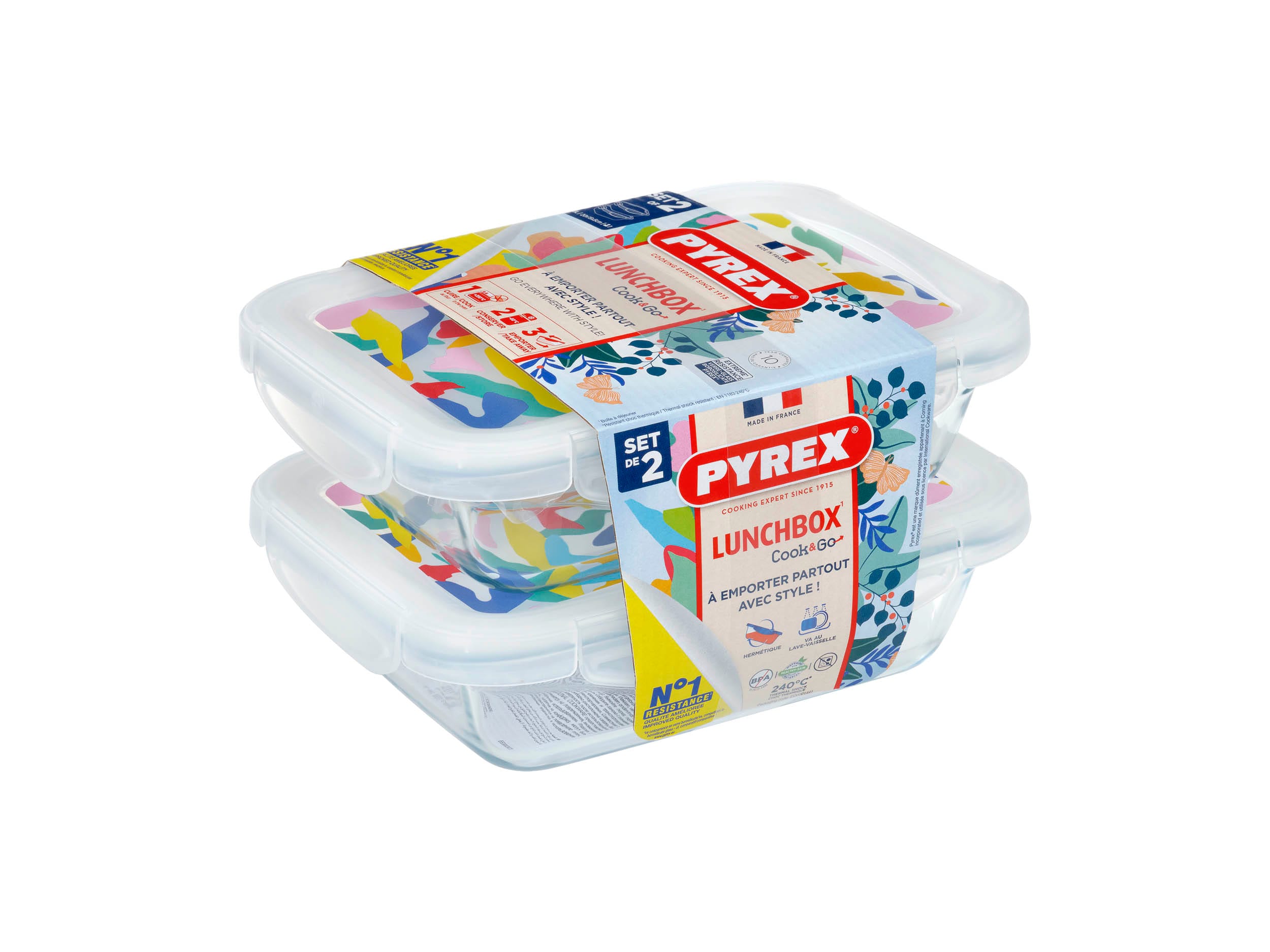 Sada skleněných dóz s víčkem PYREX 2x800ml