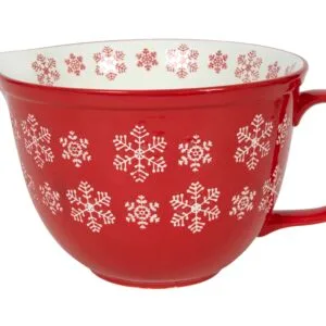 HIT MISKA ČERVENÁ S BÍLÝMI SNĚHOVÝMI VLOČKAMI 30*22*15