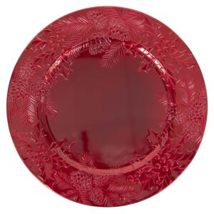 HIT Plastový dekorační talíř 33cm cesmína červená