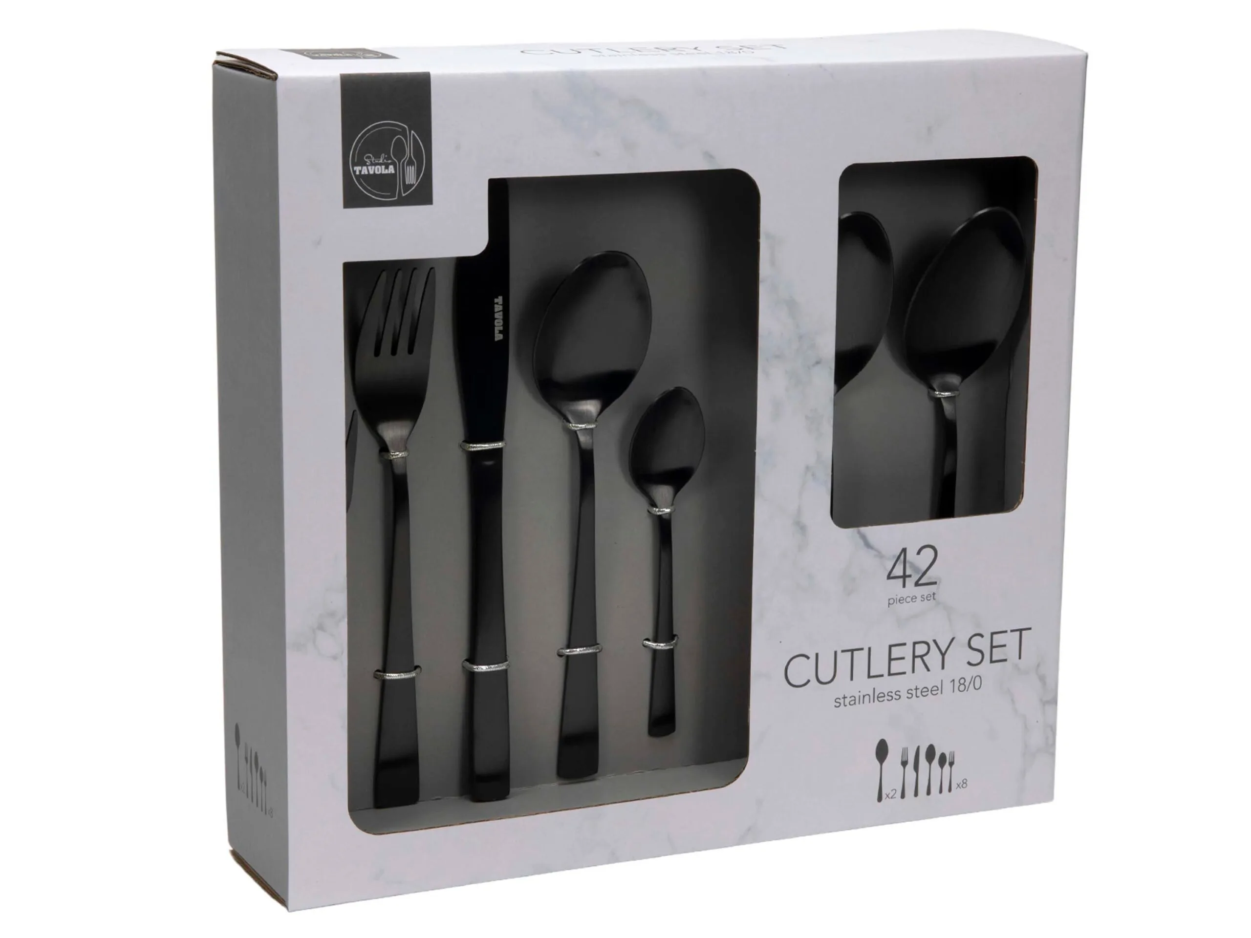 HIT Sada příborů TAVOLA 42ks černá