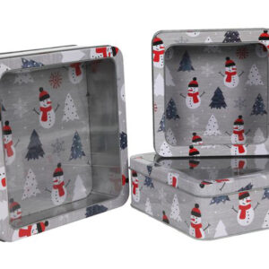 HIT Dóza na vánoční cukroví 3ks sněhulák