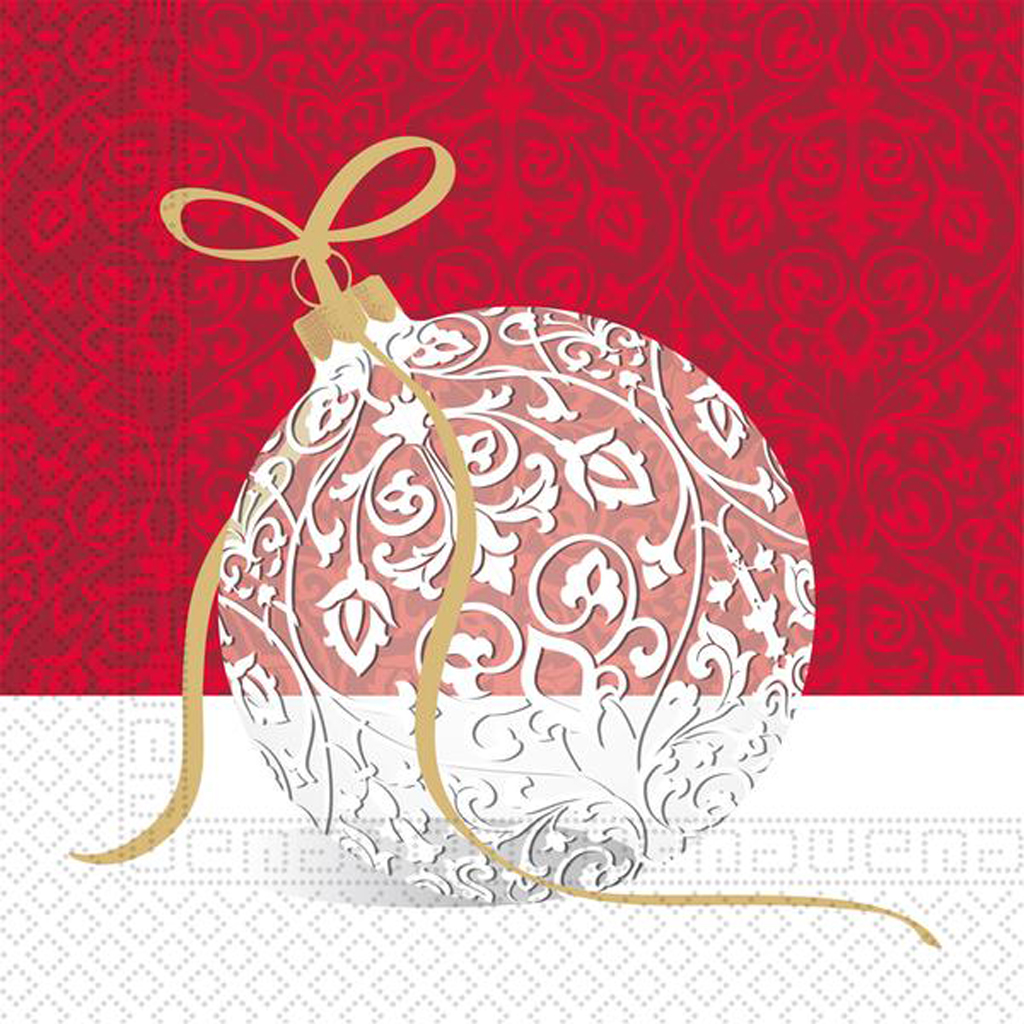 PROCOS Vánoční papírové ubrousky 33x33cm 3vrstvé ozdoba s mašlí 20ks