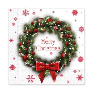 PROCOS Vánoční papírové ubrousky 33x33cm 3vrstvé věnec 20ks