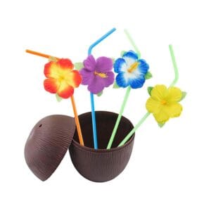 Plastový pohár s víčkem a brčkem TORO 500ml kokos