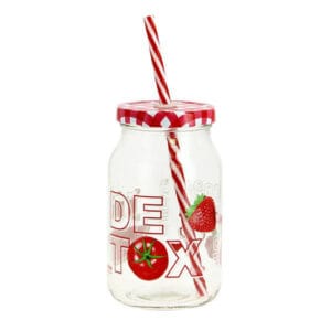 CERVE Sklenice s brčkem detox 450ml MIX barev