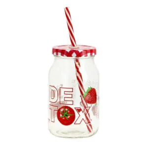 CERVE Sklenice s brčkem detox 450ml MIX barev