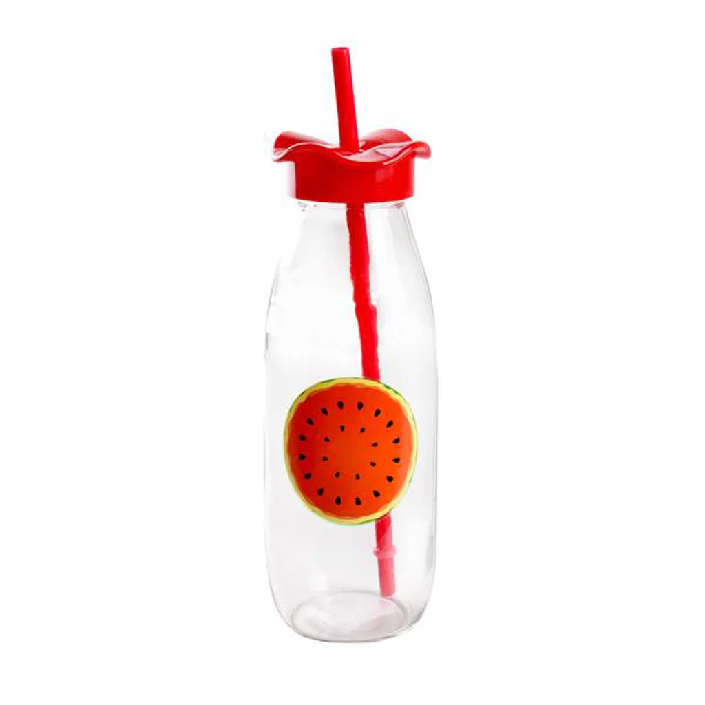 Skleněná láhev s víčkem a brčkem TORO 500ml MIX motivů