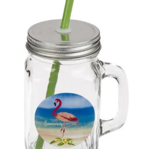 Sklenice s brčkem TORO plameňák 450ml MIX motivů