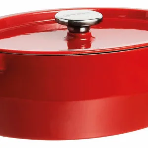 Litinový kastrol s poklicí PYREX 4l červený