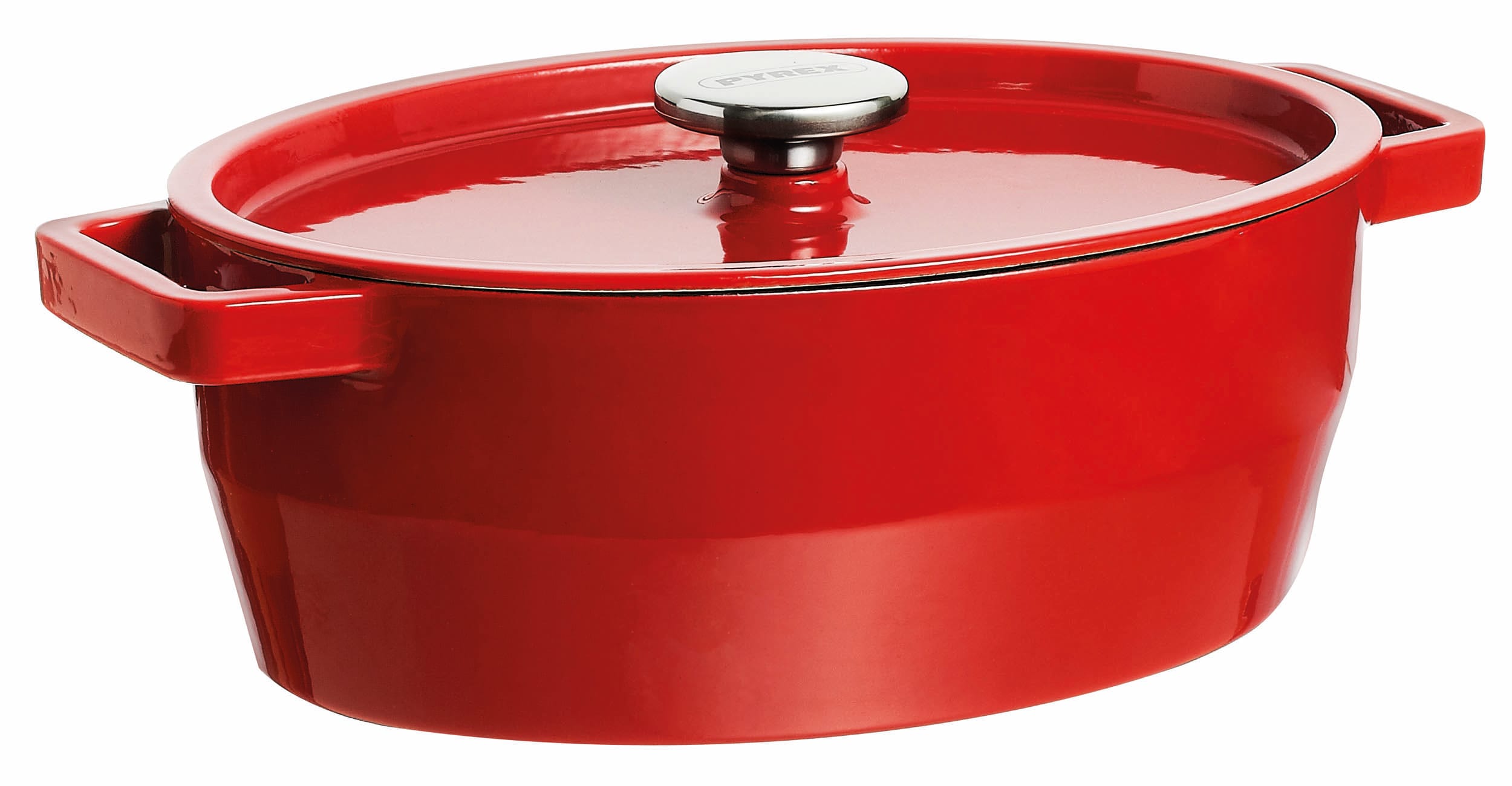Litinový kastrol s poklicí PYREX 4l červený