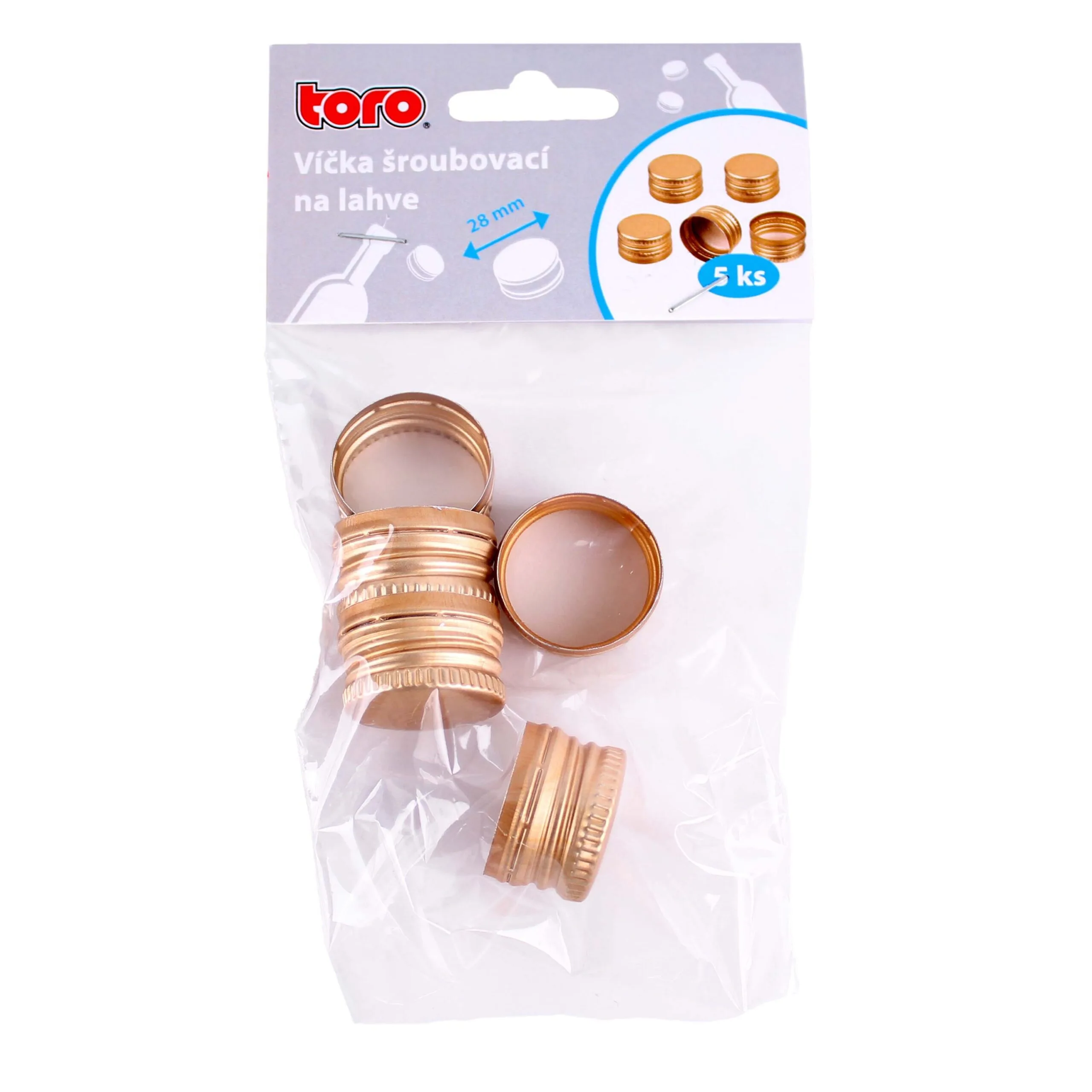Šroubovací víčka na lahve 28mm TORO 5ks - Obrázek 2